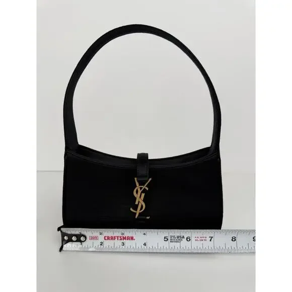 Saint Laurent Le 5 A 7 Mini YSL Women's Shoulder Bag in Black Satin - Picture 12 of 12